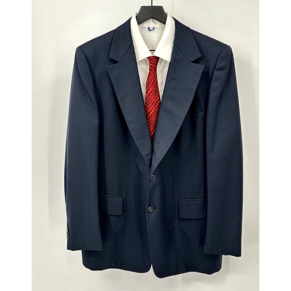 vintage 70s BOTANY 500 jacket blazer sport coat polyester check two button 44R - Picture 2 of 8